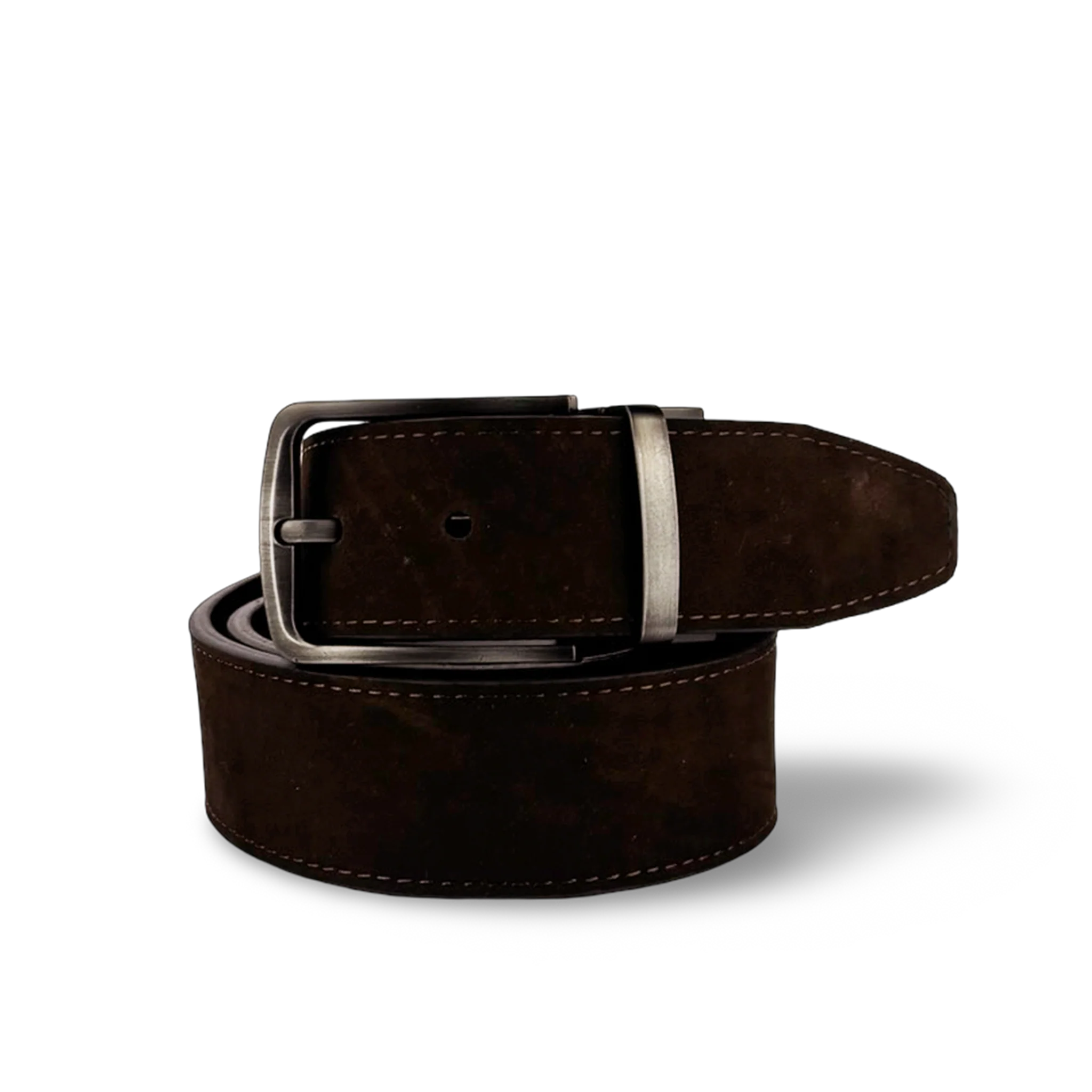 CINTURÓN EN CUERO PARA HOMBRE | NOBUK AZUL Y CHOCOLATE - Image 3